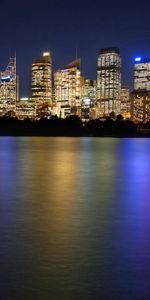 Sydney,Reflection,Skyscrapers,Cities,Australia,Night