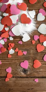 Table,Fur,Motley,Multicolored,Hearts,Love