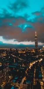 Noche,Edificio,Taiwán,Taipéi,Taipei,Ciudades,Rascacielos