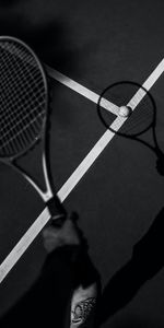 Tennis,Bw,Racket,Chb,Tennis Ball,Dark