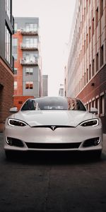 Tesla,Электрокар,Tesla Model S,Машина,Белый,Тачки (Cars),Вид Спереди