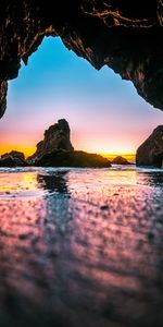 Tide,High Tide,Cave,Stones,Nature,Sea