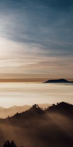 Naturaleza,Montañas,Nubes,Niebla,Tops,Indonesia,Vértice