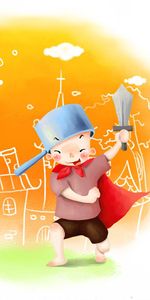 Toys,Miscellanea,Miscellaneous,Toddlers,Childhood,Saucepan,Pranks,Pan,Sword,Joy,Kids,Picture,Boys,Drawing,Games