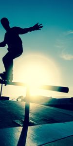 Traffic,Movement,Railings,Handrail,Board,Rink,Athlete,Silhouette,Skate,Sportsman,Sports