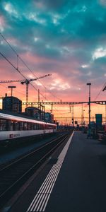 Train,Expectation,Waiting,Station,Railway,Cities,Sunset