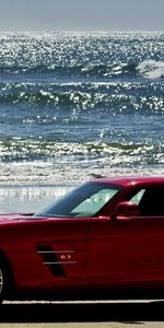 Transport,Auto,Mersedes,Sea,Waves