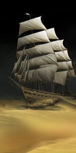 Transport,Desert,Sand,Ships,Landscape,Fantasy