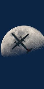 Transport,Landscape,Airplanes,Moon