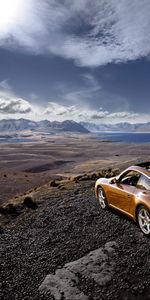 Transport,Landscape,Auto,Sky,Mountains,Clouds,Porsche