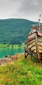 Transporte,Paisaje,Montañas,Mar,Barcos