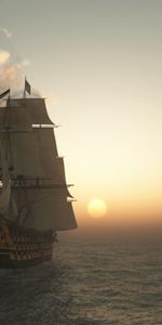 Transporte,Puesta Del Sol,Barcos,Paisaje,Mar