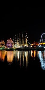 Transporte,Noche,Barcos,Mar