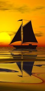 Transports,Mer,Coucher De Soleil,Navires,Dessins