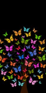 Tree,Wood,Motley,Patterns,Multicolored,Butterflies,Vector