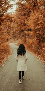 Trees,Autumn,Miscellanea,Path,Stroll,Miscellaneous,Girl