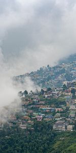 Árboles,Ciudad,Edificio,Niebla,Ciudades,Casas