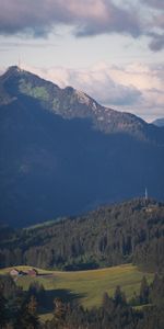 Trees,Building,Mountain,Vertex,Top,Hill,Nature