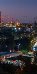 Trees,Building,Plant,Road,Night City,Cities,Factory