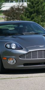 Vanquish,V12,Деревья,Тачки (Cars),2001,Астон Мартин (Aston Martin),Серый,Вид Спереди