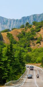 Montañas,Camino,Crimea,Árboles,Naturaleza