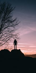 Trees,Evening,Human,Person,Hill,Dark