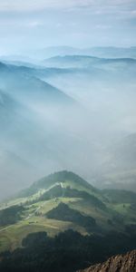 Trees,Fog,Relief,Hills,Nature