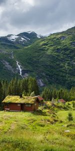 Árboles,Hierba,Montañas,Naturaleza,Casas