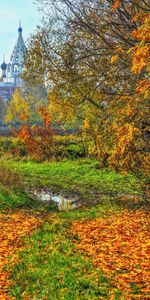 Ciudades,Árboles,Otoño,Sien,Kolomna,Templo,Rusia