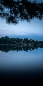 Trees,Lake,Shore,Bank,Nature,Landscape,House