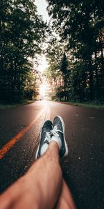 Trees,Miscellanea,Miscellaneous,Road,Markup,Legs,Sneakers,Shoes