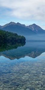 Trees,Mountains,Lake,Reflection,Nature,Stones