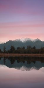 Trees,Mountains,Lake,Shore,Bank,Reflection,Nature,Landscape