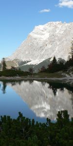 Naturaleza,Árboles,Roca,Lago,Sombra,Espejo,Montañas,Reflexión