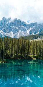 Trees,Mountains,Rocks,Lake,Reflection,Nature