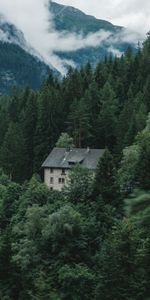 Trees,Nature,Mountains,Forest,House