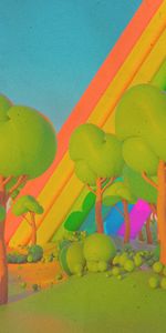 Trees,Rainbow,Miscellanea,Miscellaneous,Motley,Imagination,Multicolored,Iridescent,Art