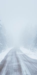 Trees,Road,Winter,Nature,Snowstorm,Snow