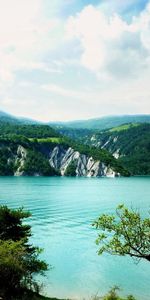 Trees,Sky,Clouds,Bush,Lake,Shore,Shores,Azure,Nature,Surface,Landscape