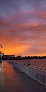 Trees,Sky,Clouds,Lights,Shine,Lanterns,Evening,Embankment,Quay,Light,Benches,Cities,Rivers,Sunset,City