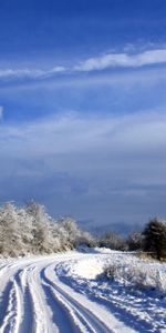 Nature,Nuages,Dégager,Route,Je Vois,Sky,Neige,Arbres,Pays Bas