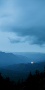 Trees,Sky,Hills,Evening,Nature