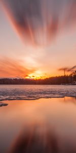 Árboles,Puesta Del Sol,Cielo,Lago,Naturaleza,Hielo