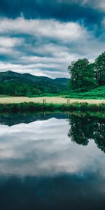 Trees,Sky,Lake,Reflection,Nature