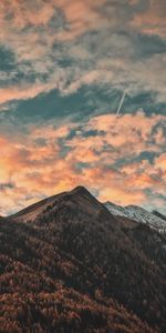 Trees,Sky,Mountains,Clouds,Zillertal Alps,Cilliertal Alps,Nature,Autumn,Italy