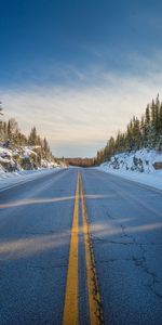 Trees,Snow,Road,Markup,Snow Covered,Snowbound,Nature