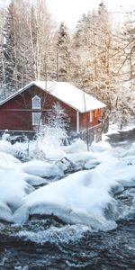 Trees,Snow,Snow Covered,Snowbound,Hut,Nature,Forest