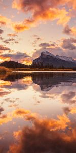 Naturaleza,Árboles,Montañas,Nubes,Abeto,Puesta Del Sol,Reflexión