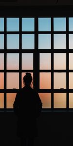 Trellis,Silhouette,Window,Lattice,Dark,Girl