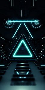 Triangle,Dark,Glow,Corridor,Neon